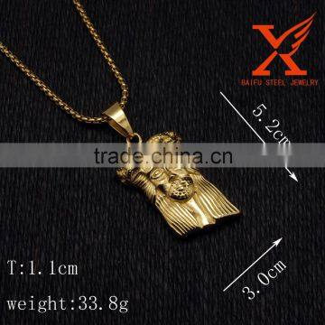 Stainless Steel Gold Plating Jesus Face Head Pendant Charms Men Jewelery photo-2