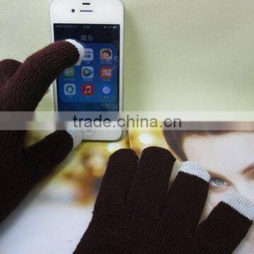 Different material acryllic 3 fingers knitted touch gloves