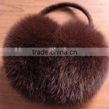 Fashion Morden Luxury Fox Fur Earmuff Brown Genuine Fox Fur Ear Muffs