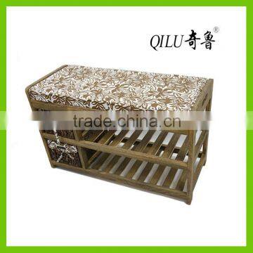 Modern Style Made of Paulownia Wood and Straw Weaving Home Funiture Bed Stool Leg Rest Stoll photo-4
