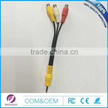 High quality3.5mm stereo type male to 3 rca female cable