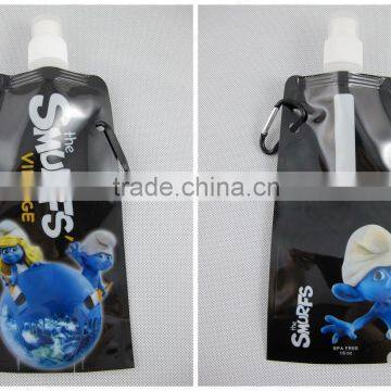 Cute Foldable Plastic Beverage Bottle With Carabineer