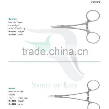 Hartmann Mosquito Forceps, Halsted Mosquito Forceps, Baby Jones Towel Clamp cross-action, Backhaus Towel Clamp