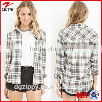 2015 China wholesale woman shirt cotton blend plaid shirts for women                        
                                                Quality Choice