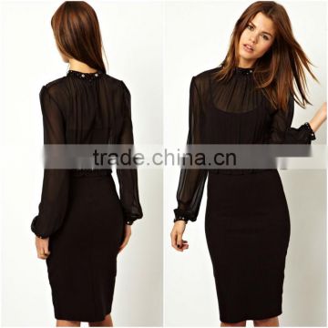 Needle & Thread Collar long sleeve dress