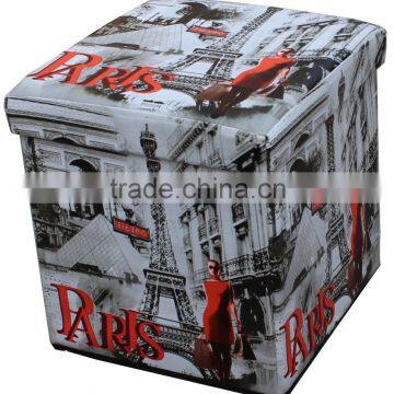 Fashion! Paris Printing PVC Folding Storage Ottoman/Stool