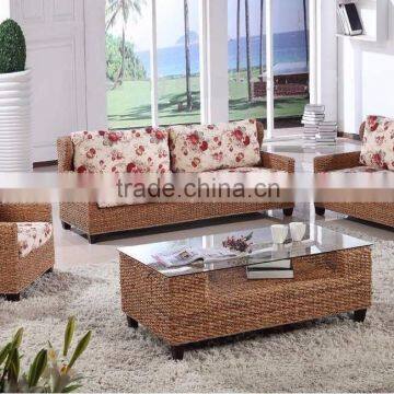 Wicker Rattan Living Room set Home Furniture (Acasia wood frame, hand woven by wicker,hyacinth)