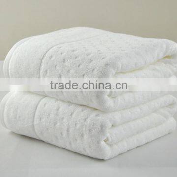 100% Cotton Terry Jacquard Pure White Bath Towel