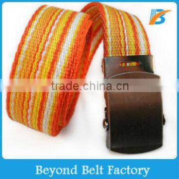 1-1/4" Stripe Canvas Belt with Military Buckle for Kids