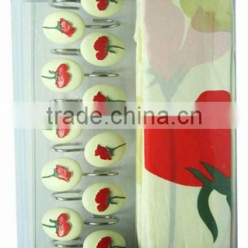 FLOWER DESIGN BATH FABRIC shower curtain hooks