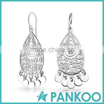 2016 Hot sell 925 Sterling Silver Bohemian Filigree Chandelier Earrings