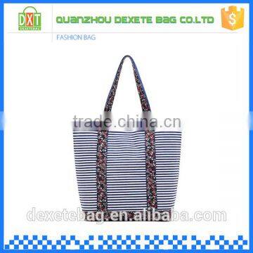 Women summer cheap large stripe beach wholesale canvas tote bags