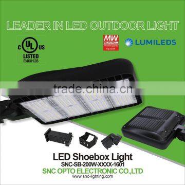 SNC New module led shoebox light 200w with Mean Well IP65 driver UL CUL approved and aluminum housing body