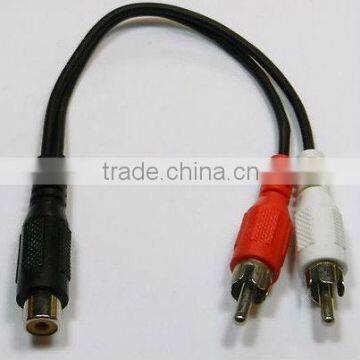 RCA Jack Female to 2 RCA Plug Male Y Splitter Audio Video Adapter Cable Cord