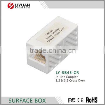 LY-SB43 rj45 keystone connection surface box 1,2&3,6 Cross over female in-line coupler CAT5e coupler 180 degree