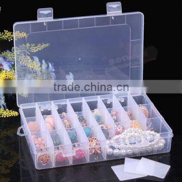 Transparent Packaging Box with 24 Removable Grids Slots Electronic Component Storage Tool Box Container