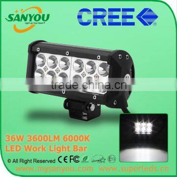 2015 Sanyou 36w 3600lm 6000k LED Auto Work Light Bar, 6.6inch led light bar for offroad, Jeep, SUV