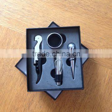 Wine Bottle Opener 4pc Tool Set Corkscrew Pourer Stopper Drip Ring Aerator Gift