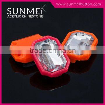 Decorative Acrylic Crystal White Stone in Neon Color Plastic Setting