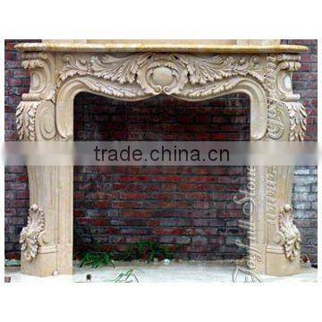 Carved Indoor Marble Floral Stone Fireplace