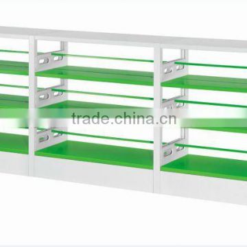 2012 new design 3 levels double sided 3 bays School library steel bookshelf furniture