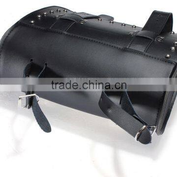 Motorcycle Scooters Black Leather Tool Roll Pouch Saddle Bag Storage For Harley photo-6