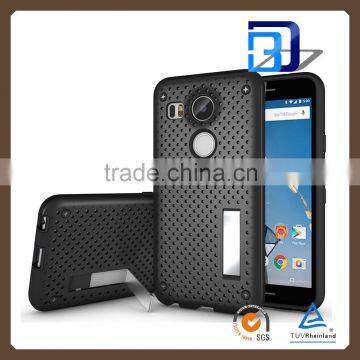 Fashionable Popular Mesh case net armor slim kickstand case For Google Nexus 5X fast delivery