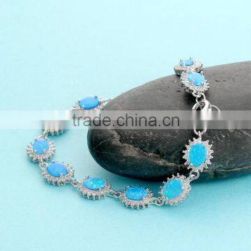 925 Sterling Silver Blue Opal Handmade Bracelet SBI184W photo-5
