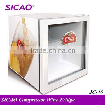 High quality 50L wholesale glass door colorful table fridge cooler box table