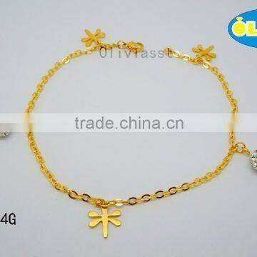 Olivia Jewelry High Quality 316L Stainless Steel Fashion Gold Charm Anklet With Stone