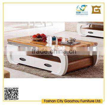 Wood&Marble End Table, Elegant Living Room Furniture