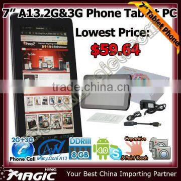 Hot 7 inch tablet pc with 3g mobile phone function built in