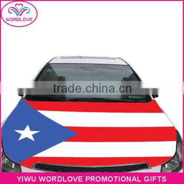 custom elastic printed polyester&spandex Puerto Rico flag car hood cover,promotion car bonnet flag for national day