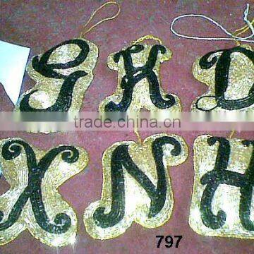 Glass Beads Alphabets Christmas Tree Ornaments & Decoration