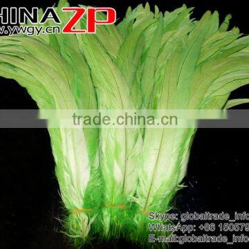 Leading Supplier CHINAZP Bulk Sale 35-40cm Length Cheap Colored Green Fully Dyed Rooster Chicken Feathers photo-2