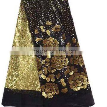 African Sequins lace fabric ZCQ-01/tulle net lace fabric with sequins