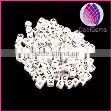 wholesale kids square white loose acrylic letter alphabet beads