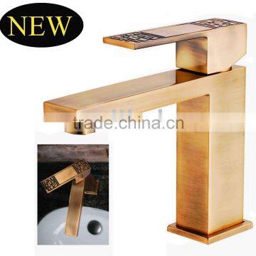 gold color antique style brass lavatory faucet A2001