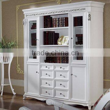 White euro style wall cabinets for books