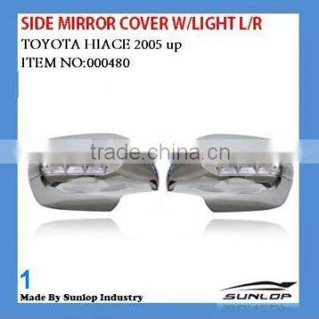 toyota parts hiace chrome body parts 000480 hiace chrome side mirror cover with light led chrome side mirror cover for hiace