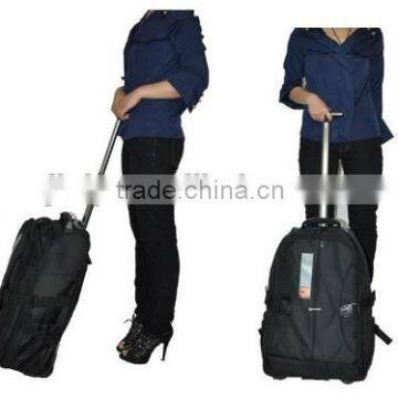 High quality nylon trolley laptop backpack with wheels