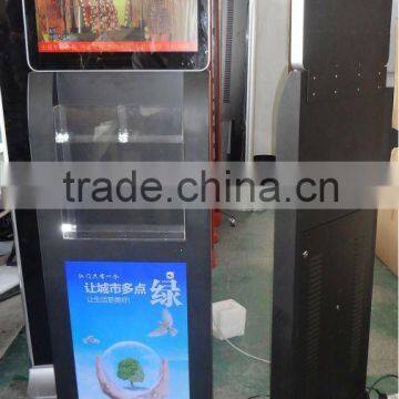 Up And Down 22"+32"double sided lcd vertical advertising monitor/lcd kiosk display stand