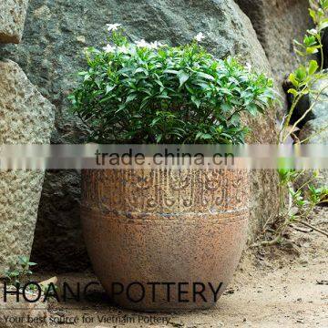 Rustic Cream Plant Pots Wholesale , Vietnam Rustic Planter / Pot