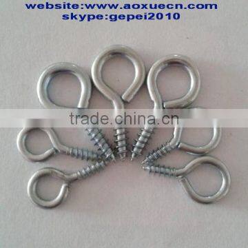 Small size galvanized eye wood screw, M2-M3 eye screw