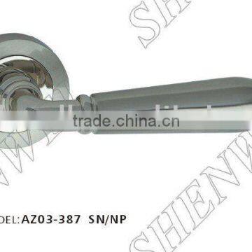 AZ03-387 SN/NP zinc door handle on rose