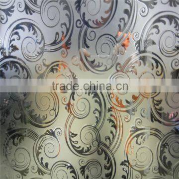 titanium acid etched pattern glass ,acid for glass etching, flower design glass etching