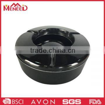 Home use portable unbreakable plastic melamine black round ashtray