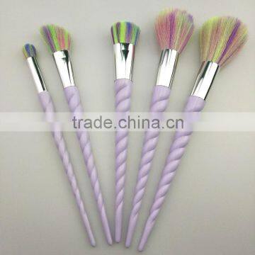 5pcs synthetic rainbow color hair professional spiral makeup brushes