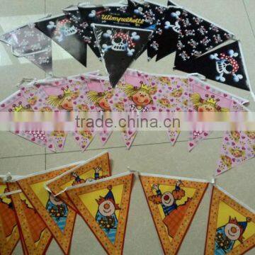 Plastic Multi Colored Small Pennant Flags Bunting For Christmas