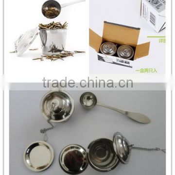 2 set of stainless steel 304 tea infuser cup with 2 bottom trays + 1 tea spoon